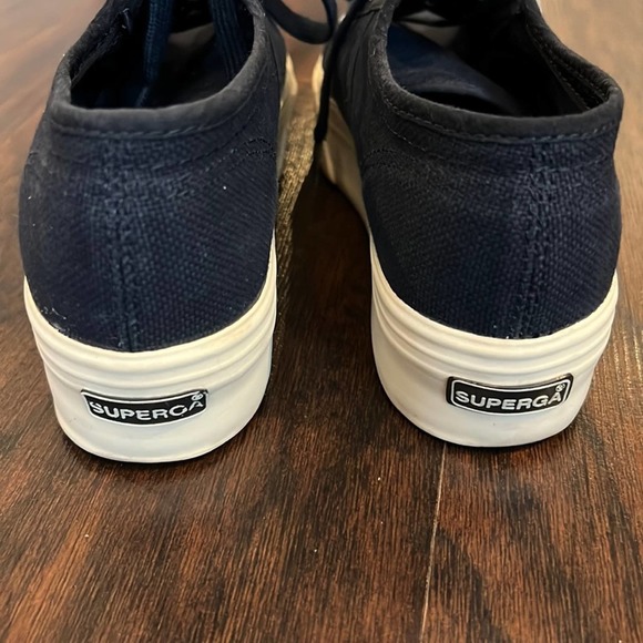 Women's Superga 2790 ACTOW Flatform Sneaker Navy Canvas/Cotton - Size 36 - Picture 3 of 9